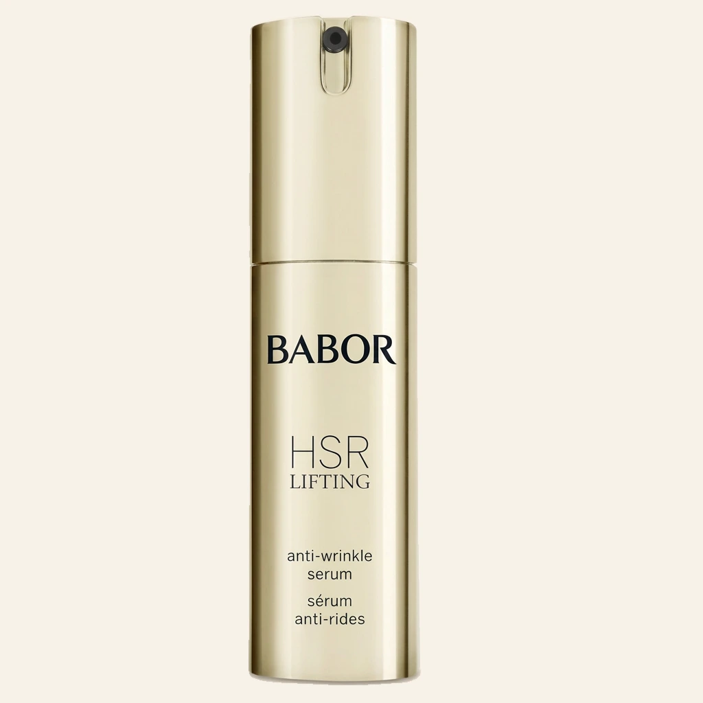 BABOR HSR Lifting Anti-Wrinkle Serum in eleganter goldener Pumpspender-Flasche, hochwirksames Anti-Aging Serum zur Faltenreduktion und für sichtbar straffere, glattere Haut.
