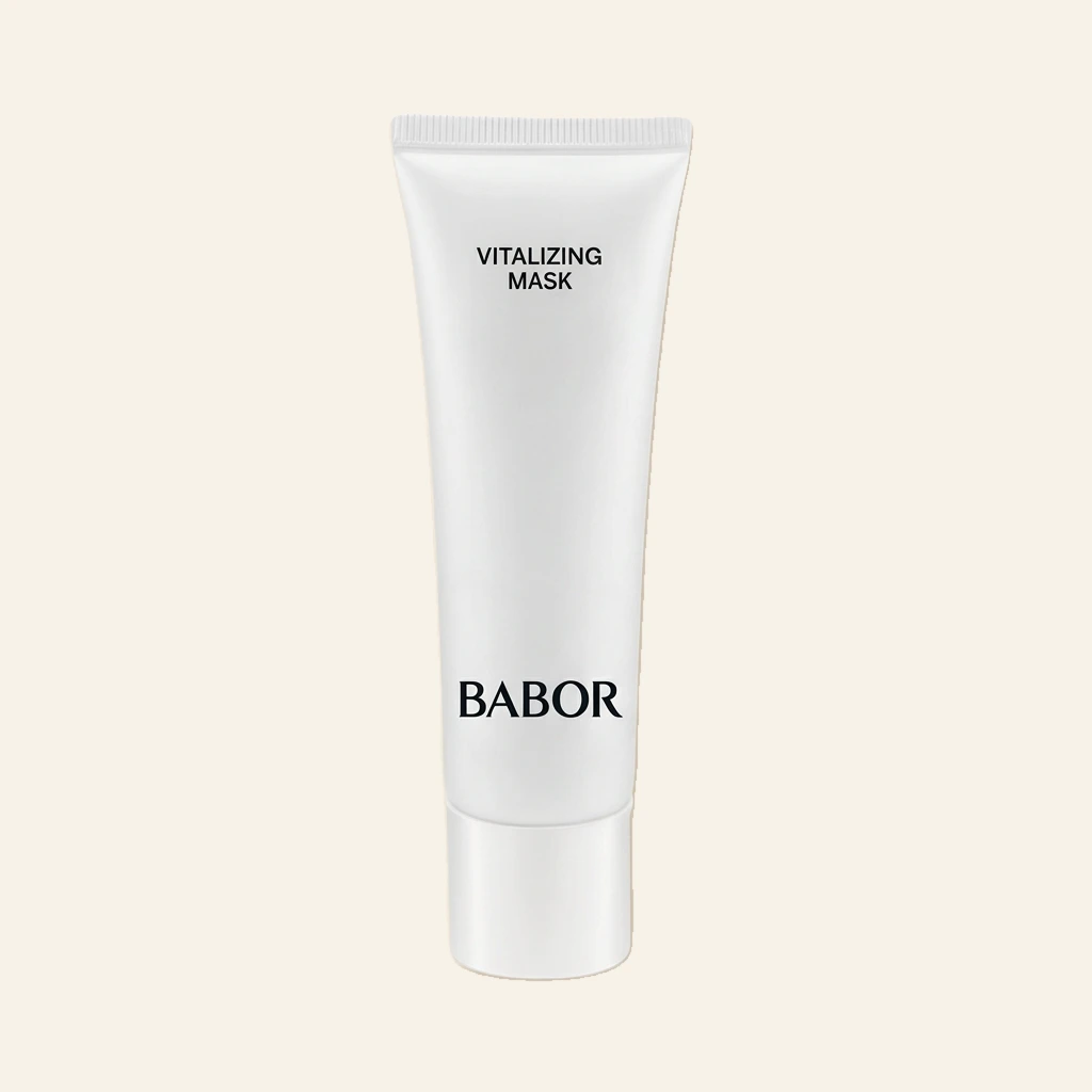 BABOR Vitalizing Mask in schlanker, weißer Tube, revitalisierende Gesichtsmaske für mehr Ausstrahlung, Frische und ein sichtbar belebtes Hautbild.