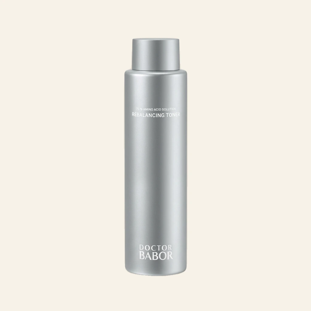 Doctor Babor Rebalancing Toner mit Aminosäuren in silberner Flasche – klärendes Gesichtswasser zur Ausbalancierung des Hautbildes und zur Vorbereitung auf die Pflege