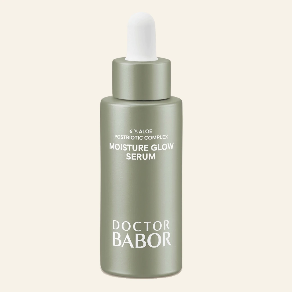Doctor Babor Moisture Glow Serum mit Aloe und Postbiotic Complex in grüner Pipettenflasche – feuchtigkeitsspendendes Serum für strahlende, pralle und ausgeglichene Haut